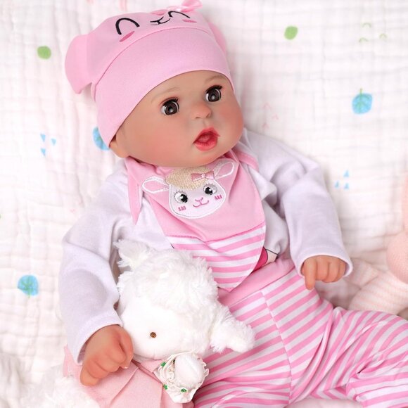 🆕17inch Soft Cloth Body Newborn Baby Poseable Limbs Snowy Baby Doll Girl - Picture 4 of 7